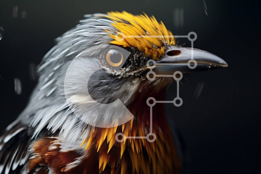 Σετ των 2 Intra Συλλεκτικό Ξύλινο Παζλ Plywood  4mm - Πολύχρωμο πουλί με κίτρινο ράμφος και καφέ φτερά Σε Ξύλινο Κουτί - Διαστάσεις: 10x10 cm – 25 κομμάτια