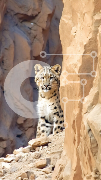 Σετ των 2 Intra Συλλεκτικό Ξύλινο Παζλ Plywood  4mm - Αξιολάτρευτη εικόνα ενός μωρού λεοπάρδαλης στα Ιμαλάια Σε Ξύλινο Κουτί - Διαστάσεις: 10x10 cm – 25 κομμάτια