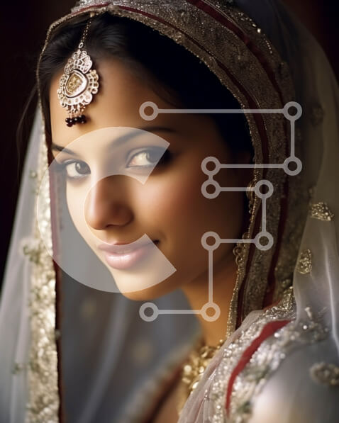 Intra Συλλεκτικό Ξύλινο Παζλ Plywood  4mm - Εκπληκτική νύφη με λευκό νυφικό με πέπλο και κοσμήματα - Φωτογραφία Αρχείου Σε Ξύλινο Κουτί - Διαστάσεις Puzzle: 10x10 cm – 25 κομμάτια