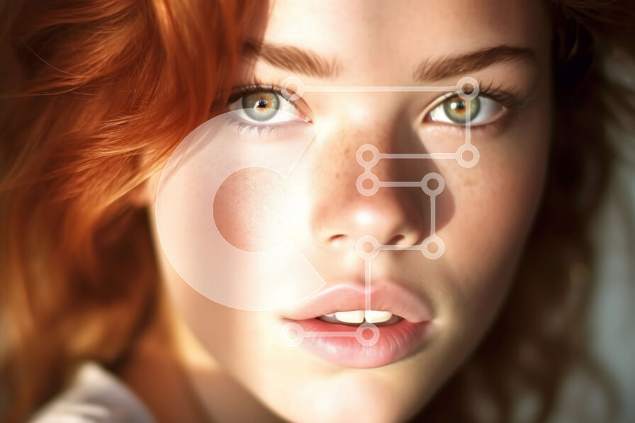 Intra Συλλεκτικό Ξύλινο Παζλ Plywood  4mm - Εκπληκτική εικόνα μιας γυναίκας με κόκκινα μαλλιά και πράσινα μάτια Σε Ξύλινο Κουτί - Διαστάσεις Puzzle: 10x10 cm – 25 κομμάτια