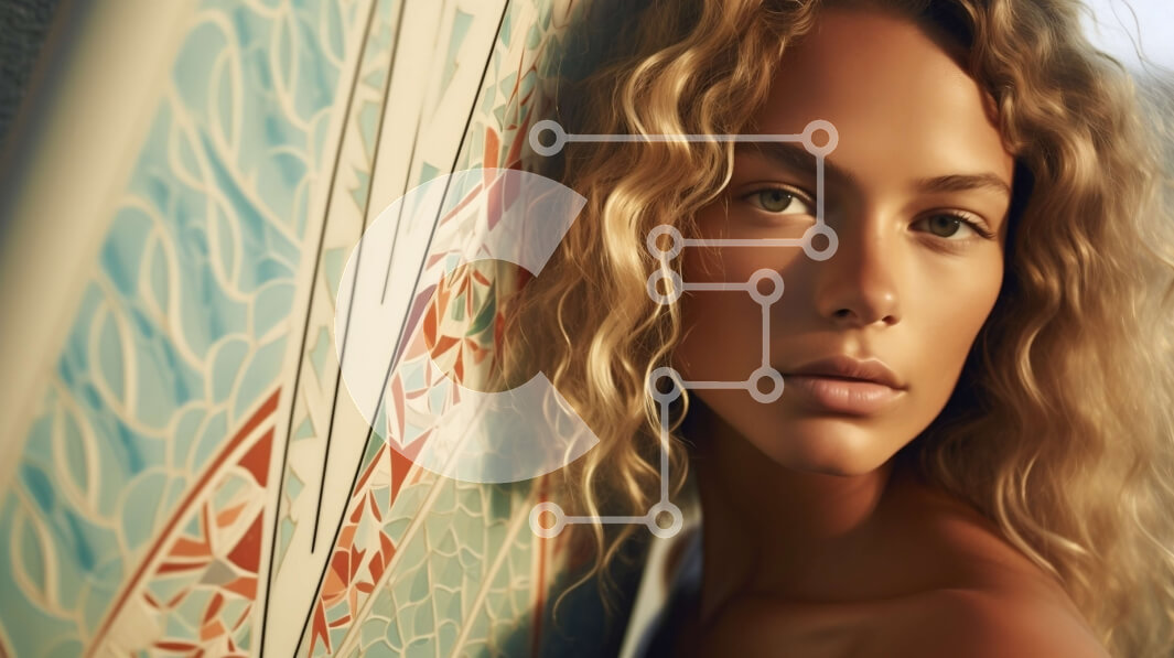 Intra Συλλεκτικό Ξύλινο Παζλ Plywood  4mm - Εκπληκτική εικόνα μιας ξανθιάς γυναίκας με μπικίνι με σανίδα του σερφ Σε Ξύλινο Κουτί - Διαστάσεις Puzzle: 10x10 cm – 25 κομμάτια