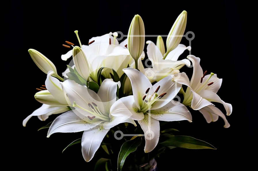 Intra Συλλεκτικό Ξύλινο Παζλ Plywood  4mm - Εκπληκτική εικόνα λευκών κρίνων σε βάζο σε μαύρο φόντο Σε Ξύλινο Κουτί - Διαστάσεις: 10x10 cm – 25 κομμάτια