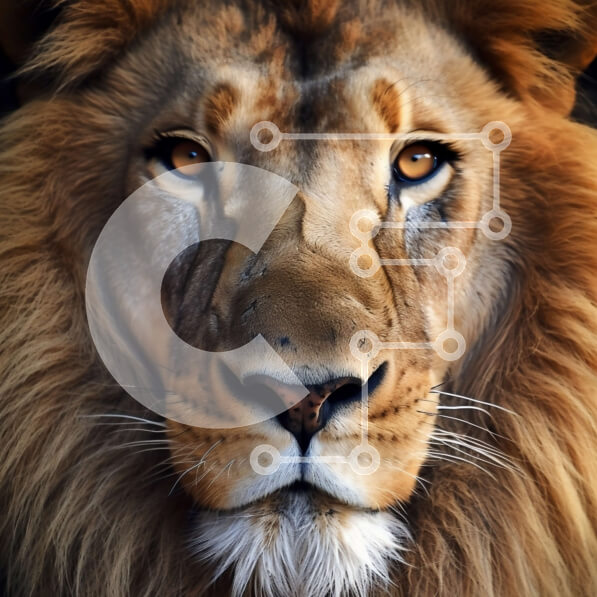 Intra Συλλεκτικό Ξύλινο Παζλ Plywood  4mm - Εκπληκτική κινηματογράφηση σε πρώτο πλάνο του προσώπου ενός λιονταριού με χρυσή χαίτη Σε Ξύλινο Κουτί - Διαστάσεις: 10x10 cm – 25 κομμάτια