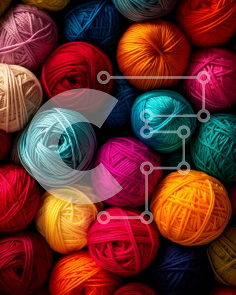 Intra Συλλεκτικό Ξύλινο Παζλ Plywood  4mm - Σωρός ζωηρόχρωμων σφαιρών νημάτων Στοκ Φωτογραφία Σε Ξύλινο Κουτί - Διαστάσεις: 10x10 cm – 25 κομμάτια