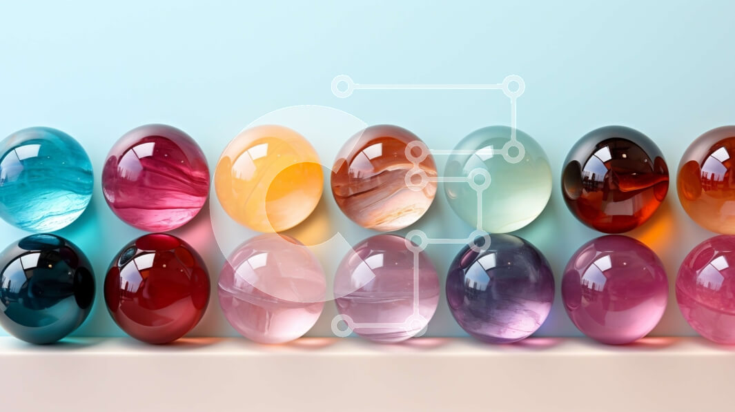 Intra Συλλεκτικό Ξύλινο Παζλ Plywood  4mm - Ζωντανά γυάλινα μάρμαρα σε μια καθαρή λευκή επιφάνεια Σε Ξύλινο Κουτί - Διαστάσεις: 10x10 cm – 25 κομμάτια