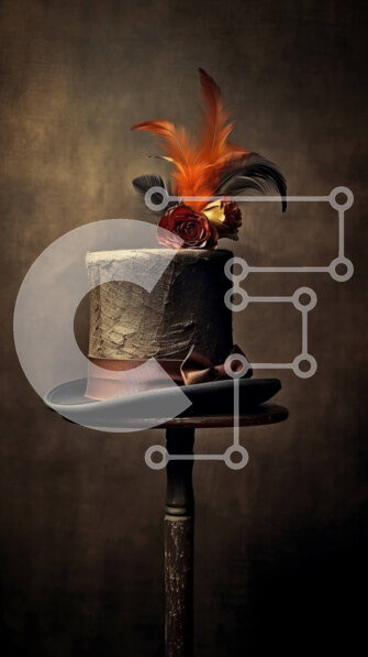 Intra Συλλεκτικό Ξύλινο Παζλ Plywood  4mm - Κέικ με πορτοκαλί φτερά στο επάνω μέρος του σταντ Σε Ξύλινο Κουτί - Διαστάσεις: 10x10 cm – 25 κομμάτια