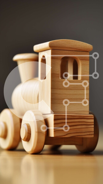 Intra Συλλεκτικό Ξύλινο Παζλ Plywood  4mm - Αξιολάτρευτο ξύλινο τρένο παιχνιδιών σε ένα τραπέζι Σε Ξύλινο Κουτί - Διαστάσεις Puzzle: 10x10 cm – 25 κομμάτια