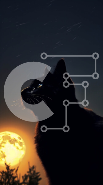 Σετ των 2 Intra Συλλεκτικό Ξύλινο Παζλ Plywood  4mm - Μυστηριώδης εικόνα Μαύρης Γάτας και Πανσέληνου Σε Ξύλινο Κουτί - Διαστάσεις: 10x10 cm – 25 κομμάτια