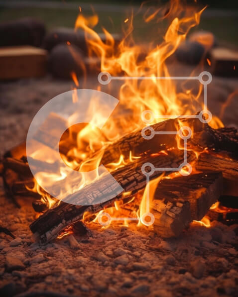 Intra Συλλεκτικό Ξύλινο Παζλ Plywood  4mm - Φωτιά με αναμμένα κούτσουρα και φόντο του σκοτεινού ουρανού Σε Ξύλινο Κουτί - Διαστάσεις Puzzle: 10x10 cm – 25 κομμάτια