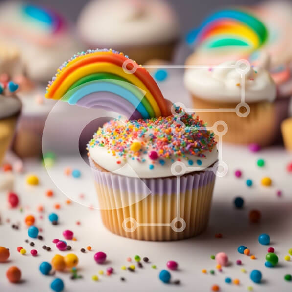 Σετ των 2 Intra Συλλεκτικό Ξύλινο Παζλ Plywood  4mm - Νόστιμα και ζωηρά Cupcakes με γαρνιτούρες Rainbow Σε Ξύλινο Κουτί - Διαστάσεις: 10x10 cm – 25 κομμάτια