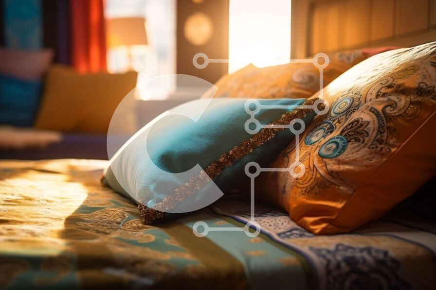 Intra Συλλεκτικό Ξύλινο Παζλ Plywood  4mm - Όμορφη εικόνα ενός πολύχρωμου υπνοδωματίου με έναν λαμπερό ήλιο που λάμπει μέσα από το παράθυρο Σε Ξύλινο Κουτί - Διαστάσεις Puzzle: 10x10 cm – 25 κομμάτια