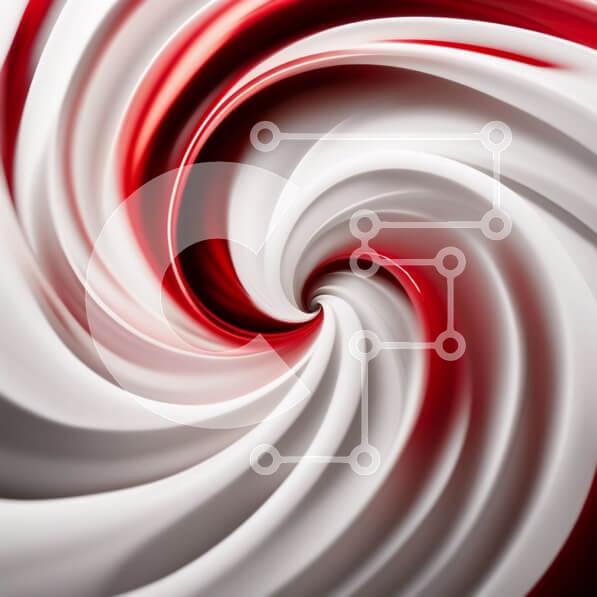 Intra Συλλεκτικό Ξύλινο Παζλ Plywood  4mm - Αφηρημένο κόκκινο και άσπρο στροβιλιζόμενο σχέδιο σε άσπρο φόντο Σε Ξύλινο Κουτί - Διαστάσεις Puzzle: 10x10 cm – 25 κομμάτια