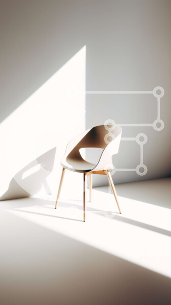 Intra Συλλεκτικό Ξύλινο Παζλ Plywood  4mm - Δωμάτιο με έντονο φωτισμό με λευκή καρέκλα και ξύλινο πλαίσιο Σε Ξύλινο Κουτί - Διαστάσεις Puzzle: 10x10 cm – 25 κομμάτια