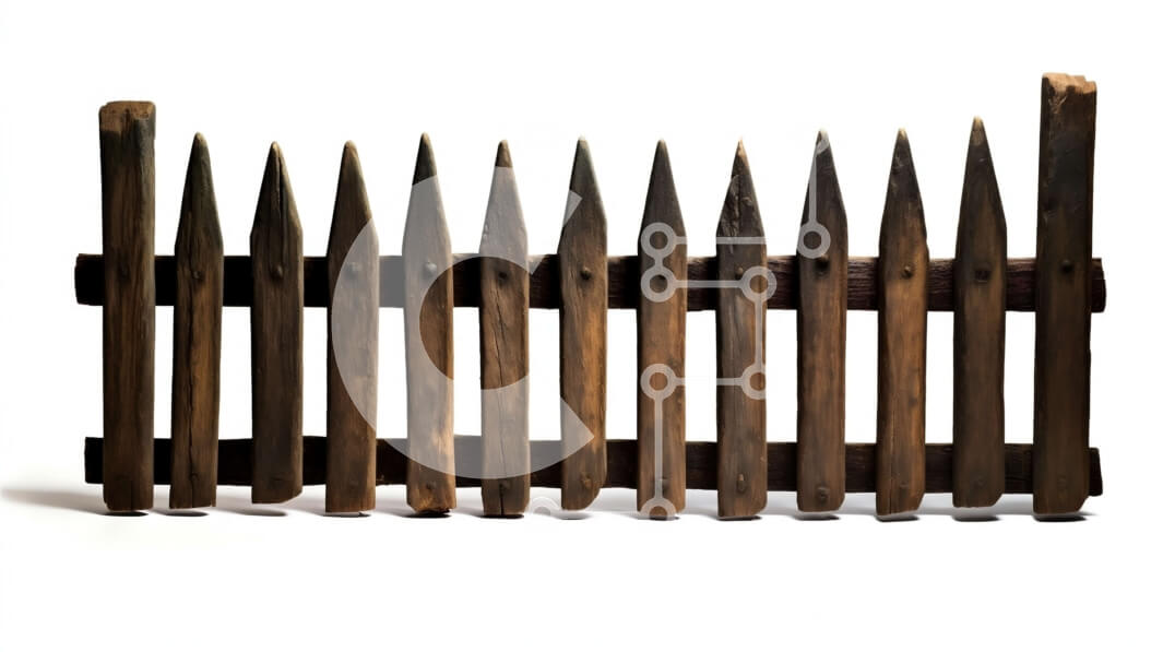 Intra Συλλεκτικό Ξύλινο Παζλ Plywood  4mm - Κοντινή εικόνα ενός ξύλινου φράχτη με αιχμές στην κορυφή Σε Ξύλινο Κουτί - Διαστάσεις Puzzle: 10x10 cm – 25 κομμάτια