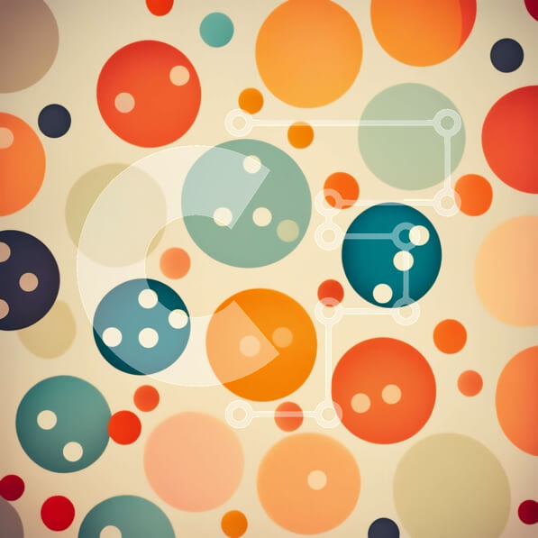 Intra Συλλεκτικό Ξύλινο Παζλ Plywood  4mm - Παιχνιδιάρικο και ιδιότροπο χωρίς ραφή μοτίβο πολύχρωμων κύκλων σε μπεζ φόντο Σε Ξύλινο Κουτί - Διαστάσεις Puzzle: 10x10 cm – 25 κομμάτια