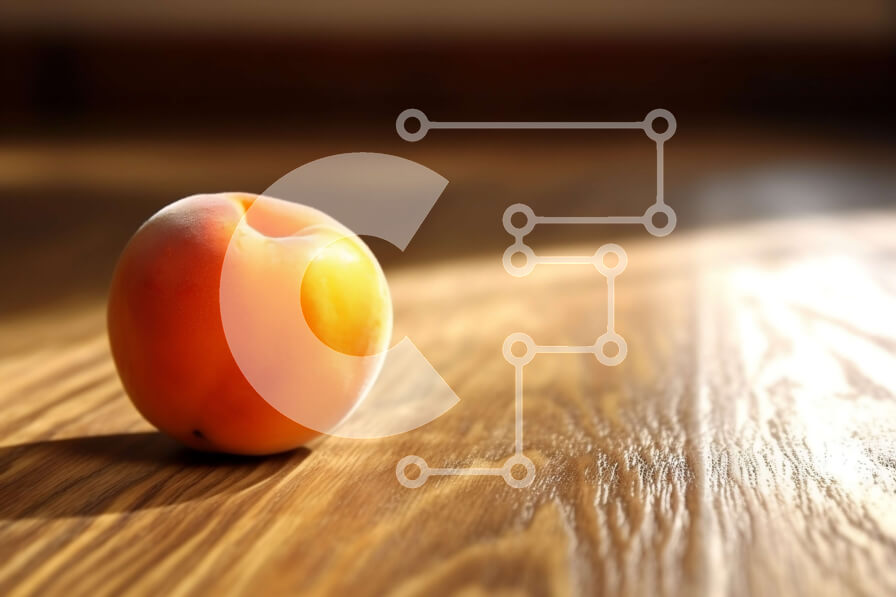 Σετ των 2 Intra Συλλεκτικό Ξύλινο Παζλ Plywood  4mm - Φρέσκια εικόνα ενός ώριμου ροδάκινου σε ένα ηλιόλουστο ξύλινο τραπέζι Σε Ξύλινο Κουτί - Διαστάσεις: 10x10 cm – 25 κομμάτια