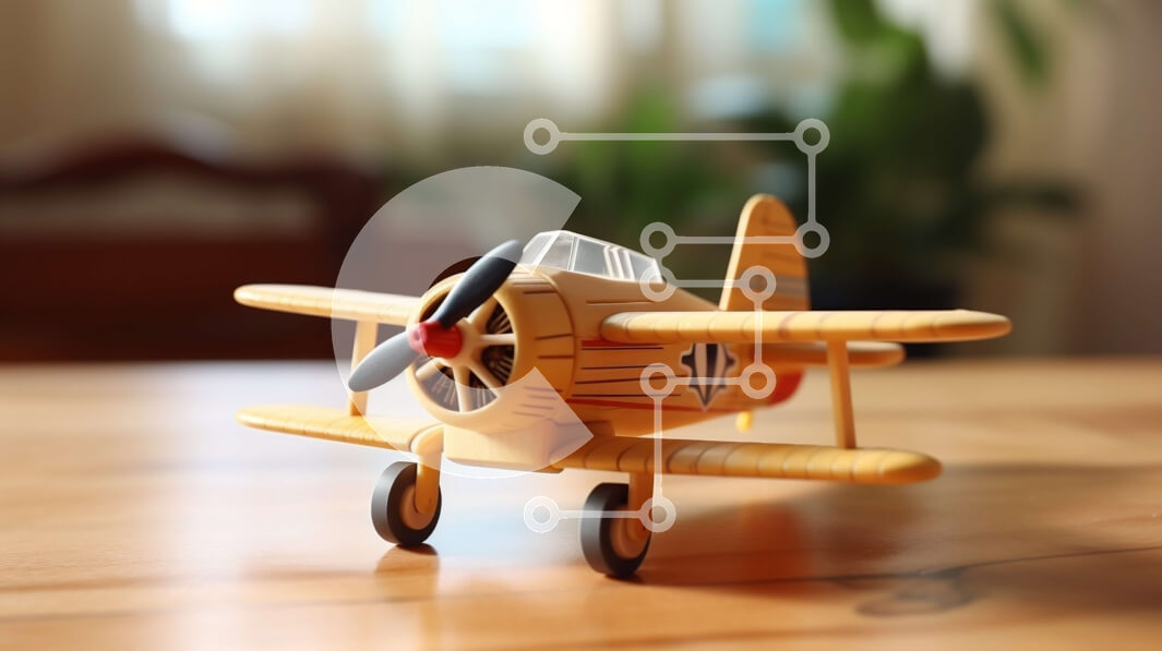 Intra Συλλεκτικό Ξύλινο Παζλ Plywood  4mm - Μικρό ξύλινο παιχνίδι αεροπλάνο σε ένα ξύλινο τραπέζι Σε Ξύλινο Κουτί - Διαστάσεις: 10x10 cm – 25 κομμάτια