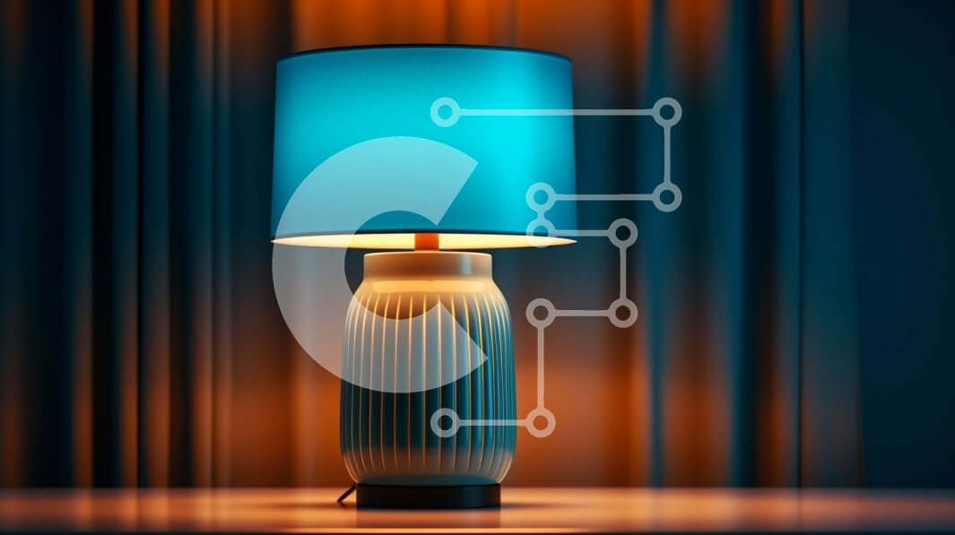 Intra Συλλεκτικό Ξύλινο Παζλ Plywood  4mm - Μπλε επιτραπέζιο φωτιστικό με ριγέ σκιά Σε Ξύλινο Κουτί - Διαστάσεις Puzzle: 10x10 cm – 25 κομμάτια