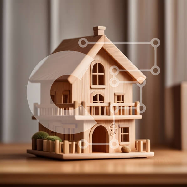 Intra Συλλεκτικό Ξύλινο Παζλ Plywood  4mm - Όμορφη εικόνα ενός μικρού ξύλινου σπιτιού με μπαλκόνι και παράθυρο Σε Ξύλινο Κουτί - Διαστάσεις Puzzle: 10x10 cm – 25 κομμάτια