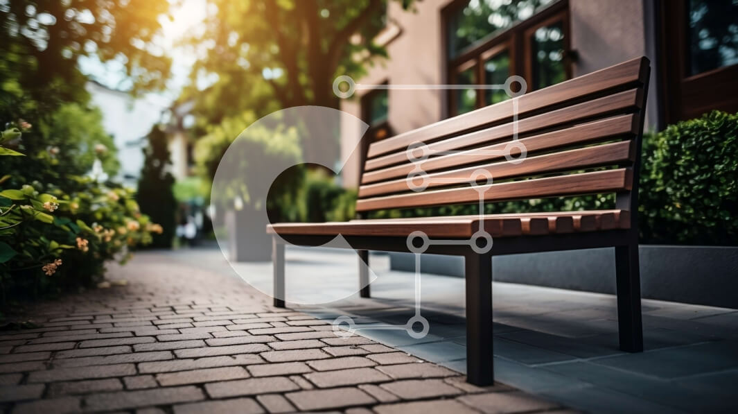 Intra Συλλεκτικό Ξύλινο Παζλ Plywood  4mm - Ξύλινος πάγκος σε μονοπάτι από τούβλα με δέντρα στο φόντο Σε Ξύλινο Κουτί - Διαστάσεις Puzzle: 10x10 cm – 25 κομμάτια