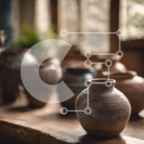 Intra Συλλεκτικό Ξύλινο Παζλ Plywood  4mm - Συλλογή από πήλινες γλάστρες και βάζα σε ξύλινο τραπέζι Σε Ξύλινο Κουτί - Διαστάσεις Puzzle: 10x10 cm – 25 κομμάτια