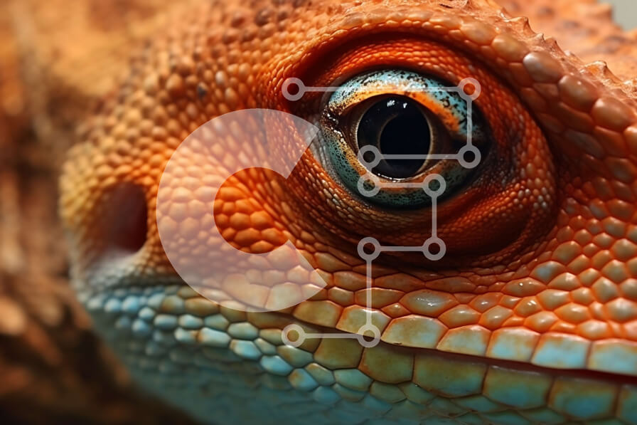 Σετ των 2 Intra Συλλεκτικό Ξύλινο Παζλ Plywood  4mm - Εκπληκτική εικόνα του προσώπου μιας σαύρας από κοντά Σε Ξύλινο Κουτί - Διαστάσεις: 10x10 cm – 25 κομμάτια