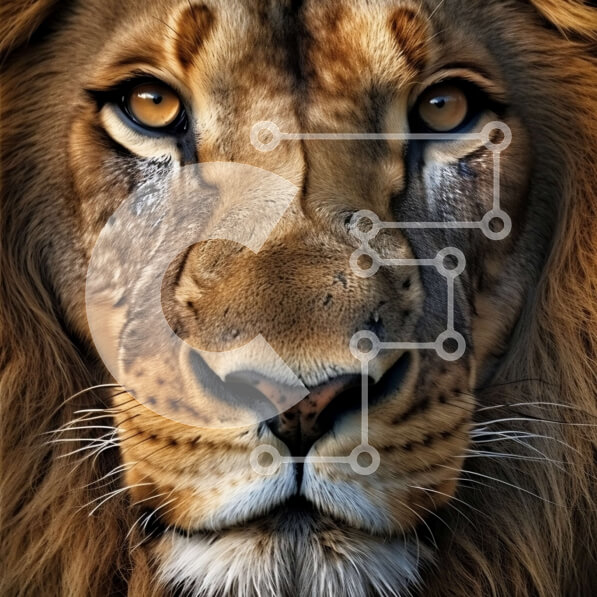 Intra Συλλεκτικό Ξύλινο Παζλ Plywood  4mm - Όμορφο κοντινό πλάνο του προσώπου ενός λιονταριού Σε Ξύλινο Κουτί - Διαστάσεις: 10x10 cm – 25 κομμάτια