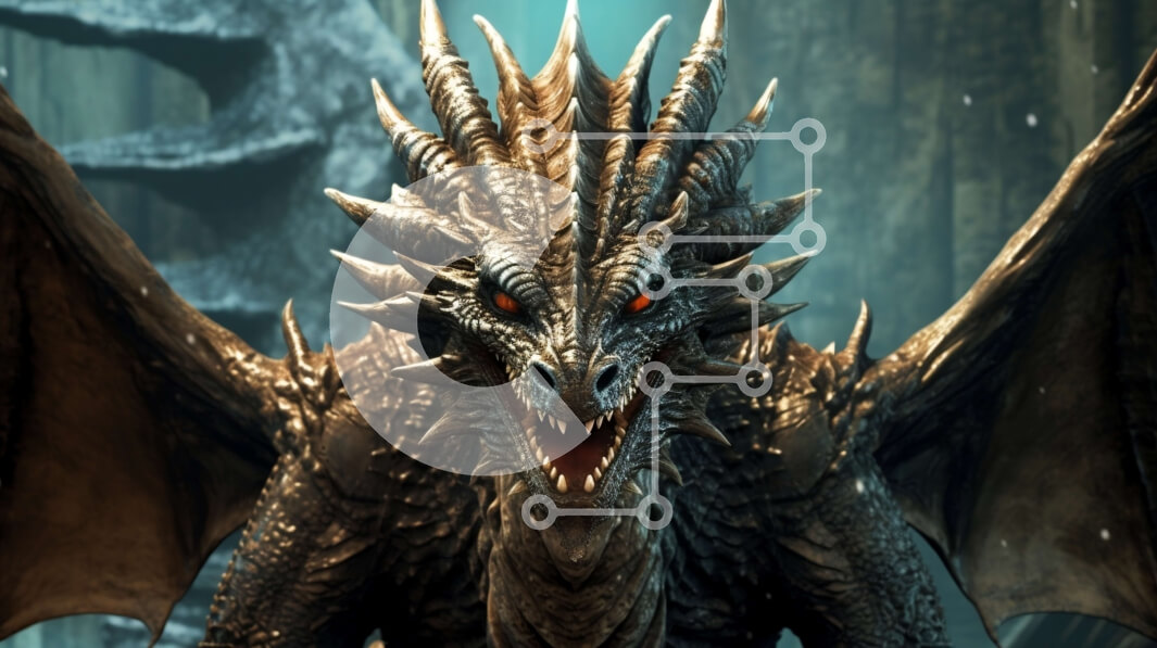 Intra Συλλεκτικό Ξύλινο Παζλ Plywood  4mm - Άγριος Δράκος με μεγάλα φτερά και αιχμηρά δόντια Σε Ξύλινο Κουτί - Διαστάσεις Puzzle: 10x10 cm – 25 κομμάτια