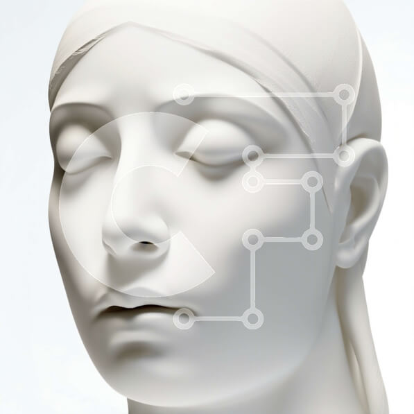 Intra Συλλεκτικό Ξύλινο Παζλ Plywood  4mm - Γαλήνια Γυναικεία προτομή σε λευκό μάρμαρο Σε Ξύλινο Κουτί - Διαστάσεις Puzzle: 10x10 cm – 25 κομμάτια