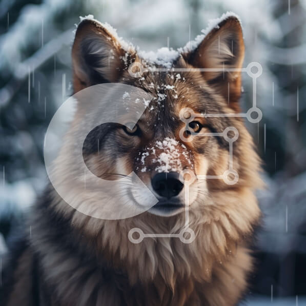 Intra Συλλεκτικό Ξύλινο Παζλ Plywood  4mm - Λύκος με καφέ γούνα στο χιόνι Σε Ξύλινο Κουτί - Διαστάσεις: 10x10 cm – 25 κομμάτια