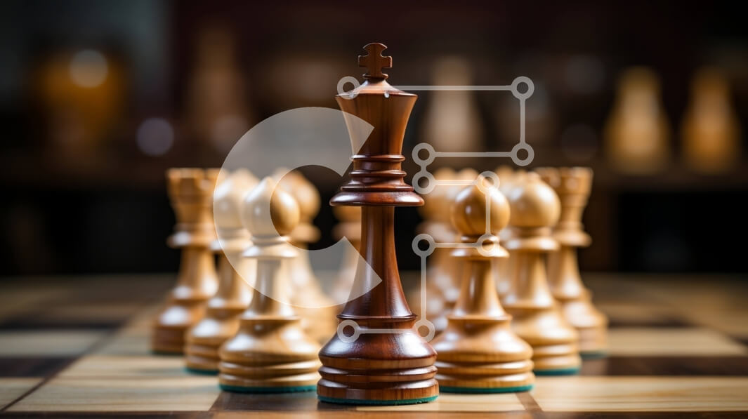 Intra Συλλεκτικό Ξύλινο Παζλ Plywood  4mm - Σκακιέρα με λευκό βασιλιά και μαύρα πιόνια Σε Ξύλινο Κουτί - Διαστάσεις Puzzle: 10x10 cm – 25 κομμάτια