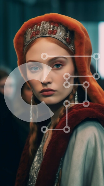 Intra Συλλεκτικό Ξύλινο Παζλ Plywood  4mm - Όμορφο πορτρέτο μιας γυναίκας με μια κόκκινη και χρυσή στολή Σε Ξύλινο Κουτί - Διαστάσεις Puzzle: 10x10 cm – 25 κομμάτια