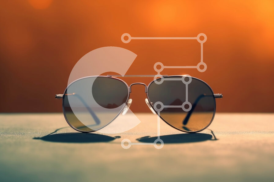 Intra Συλλεκτικό Ξύλινο Παζλ Plywood  4mm - Κομψά γυαλιά ηλίου εικόνα σε τραπέζι Σε Ξύλινο Κουτί - Διαστάσεις: 10x10 cm – 25 κομμάτια