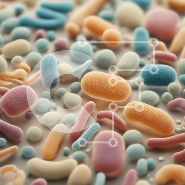 Intra Συλλεκτικό Ξύλινο Παζλ Plywood  4mm - Κοντινή όψη βακτηρίων όπως Staphylococcus aureus, Streptococcus pneumoniae και Escherichia coli Σε Ξύλινο Κουτί - Διαστάσεις Puzzle: 10x10 cm – 25 κομμάτια