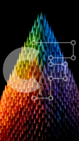 Intra Συλλεκτικό Ξύλινο Παζλ Plywood  4mm - Ζωντανή πυραμίδα με χρώμα ουράνιο τόξο σε μαύρο φόντο Σε Ξύλινο Κουτί - Διαστάσεις Puzzle: 10x10 cm – 25 κομμάτια