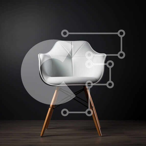 Intra Συλλεκτικό Ξύλινο Παζλ Plywood  4mm - Κομψή και μοντέρνα λευκή δερμάτινη καρέκλα με ξύλινα πόδια Σε Ξύλινο Κουτί - Διαστάσεις Puzzle: 10x10 cm – 25 κομμάτια