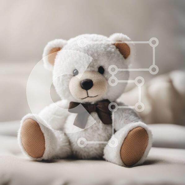 Intra Συλλεκτικό Ξύλινο Παζλ Plywood  4mm - Λευκό αρκουδάκι με καφέ παπιγιόν στο κρεβάτι Σε Ξύλινο Κουτί - Διαστάσεις Puzzle: 10x10 cm – 25 κομμάτια