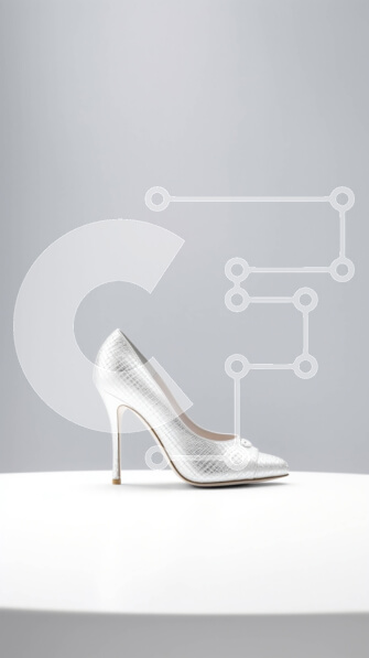 Intra Συλλεκτικό Ξύλινο Παζλ Plywood  4mm - Κομψό και μοντέρνο λευκό ψηλοτάκουνο παπούτσι με μεταλλικό φινίρισμα Σε Ξύλινο Κουτί - Διαστάσεις Puzzle: 10x10 cm – 25 κομμάτια