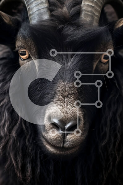 Σετ των 2 Intra Συλλεκτικό Ξύλινο Παζλ Plywood  4mm - Εκπληκτική εικόνα ενός μαύρου προβάτου με μακριά κέρατα Σε Ξύλινο Κουτί - Διαστάσεις: 10x10 cm – 25 κομμάτια