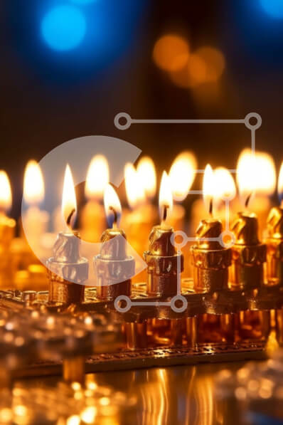Intra Συλλεκτικό Ξύλινο Παζλ Plywood  4mm - Hanukkah Menorah με περίπλοκα σχέδια και αναμμένα κεριά Σε Ξύλινο Κουτί - Διαστάσεις Puzzle: 10x10 cm – 25 κομμάτια