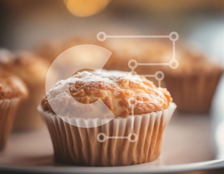 Σετ των 2 Intra Συλλεκτικό Ξύλινο Παζλ Plywood  4mm - Νόστιμα Muffins σε λευκό πιάτο Σε Ξύλινο Κουτί - Διαστάσεις: 10x10 cm – 25 κομμάτια