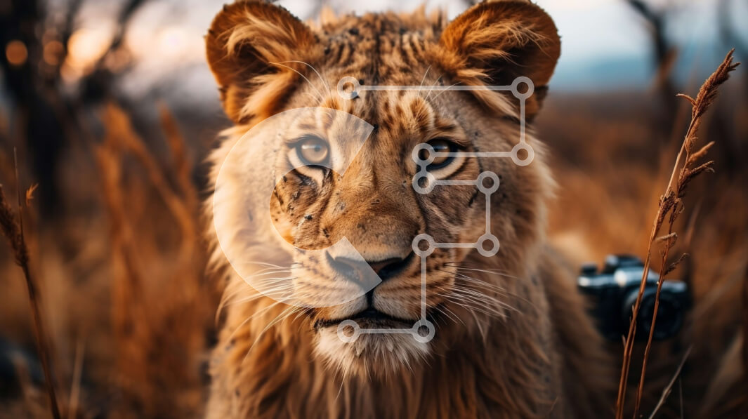 Σετ των 2 Intra Συλλεκτικό Ξύλινο Παζλ Plywood  4mm - Λιοντάρι σε ένα χωράφι με ψηλό γρασίδι Σε Ξύλινο Κουτί - Διαστάσεις: 10x10 cm – 25 κομμάτια