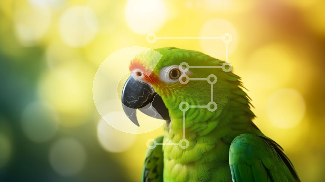 Intra Συλλεκτικό Ξύλινο Παζλ Plywood  4mm - Πράσινος παπαγάλος που στέκεται σε μια πέρκα Σε Ξύλινο Κουτί - Διαστάσεις: 10x10 cm – 25 κομμάτια