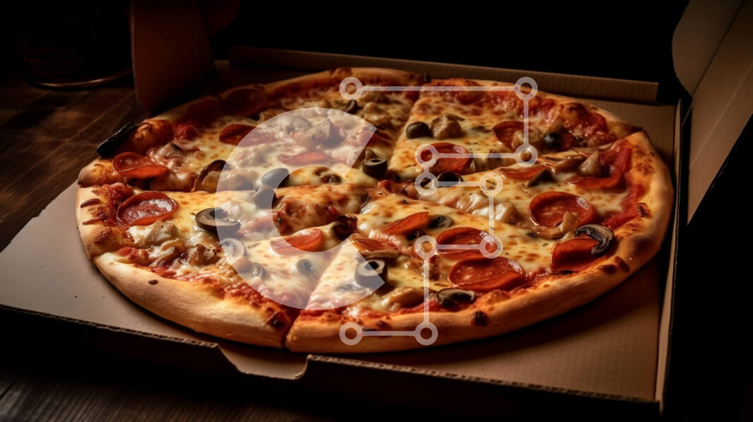 Σετ των 2 Intra Συλλεκτικό Ξύλινο Παζλ Plywood  4mm - Λαχταριστή πίτσα με πεπερόνι, μανιτάρια και ελιές σε ένα ρουστίκ ξύλινο τραπέζι Σε Ξύλινο Κουτί - Διαστάσεις: 10x10 cm – 25 κομμάτια