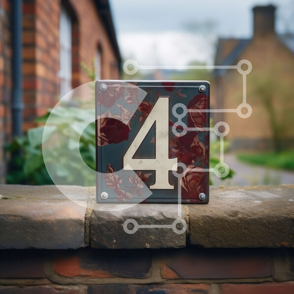 Intra Συλλεκτικό Ξύλινο Παζλ Plywood  4mm - Πολύχρωμο μεταλλικό σπίτι Νούμερο 4 με Floral σχέδιο Σε Ξύλινο Κουτί - Διαστάσεις Puzzle: 10x10 cm – 25 κομμάτια