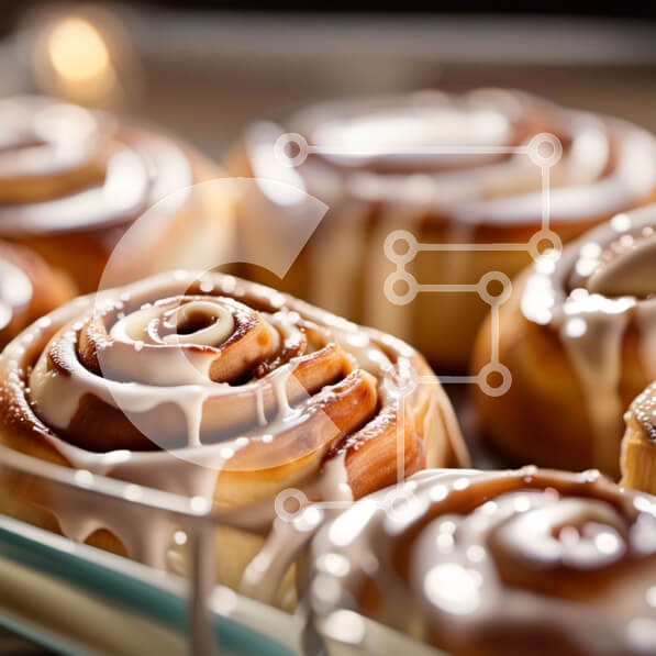 Σετ των 2 Intra Συλλεκτικό Ξύλινο Παζλ Plywood  4mm - Λαχταριστός δίσκος με ρολά κανέλας με γλάσο Σε Ξύλινο Κουτί - Διαστάσεις: 10x10 cm – 25 κομμάτια