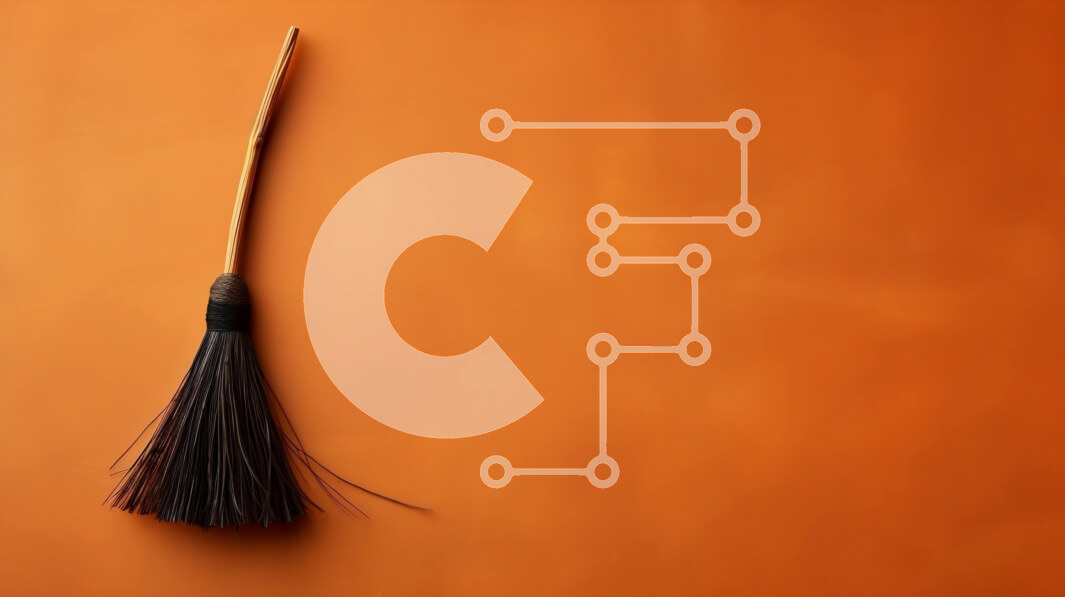 Intra Συλλεκτικό Ξύλινο Παζλ Plywood  4mm - Μαύρη σκούπα που ακουμπάει σε έναν πορτοκαλί τοίχο Σε Ξύλινο Κουτί - Διαστάσεις: 10x10 cm – 25 κομμάτια