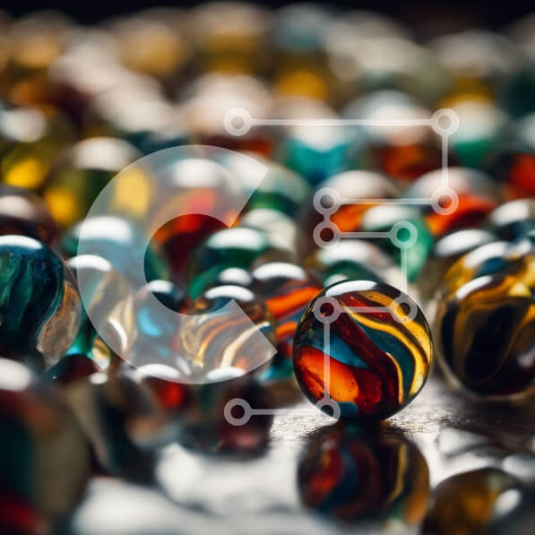 Intra Συλλεκτικό Ξύλινο Παζλ Plywood  4mm - Πολύχρωμα Μάρμαρα Σε Ξύλινο Κουτί - Διαστάσεις Puzzle: 10x10 cm – 25 κομμάτια