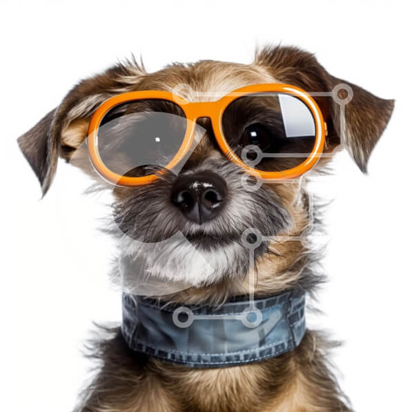 Intra Συλλεκτικό Ξύλινο Παζλ Plywood  4mm - Αξιολάτρευτη εικόνα ενός μικρού καφέ σκύλου που φοράει πορτοκαλί γυαλιά ηλίου Σε Ξύλινο Κουτί - Διαστάσεις: 10x10 cm – 25 κομμάτια