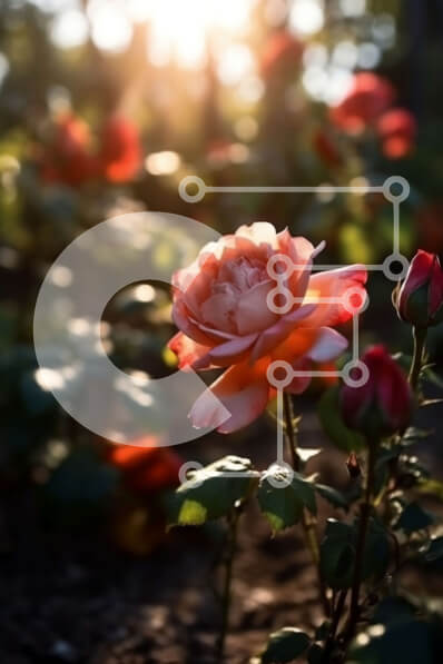 Σετ των 2 Intra Συλλεκτικό Ξύλινο Παζλ Plywood  4mm - Όμορφη εικόνα ενός ροζ τριαντάφυλλου σε πλήρη άνθιση στο ηλιοβασίλεμα Σε Ξύλινο Κουτί - Διαστάσεις: 10x10 cm – 25 κομμάτια